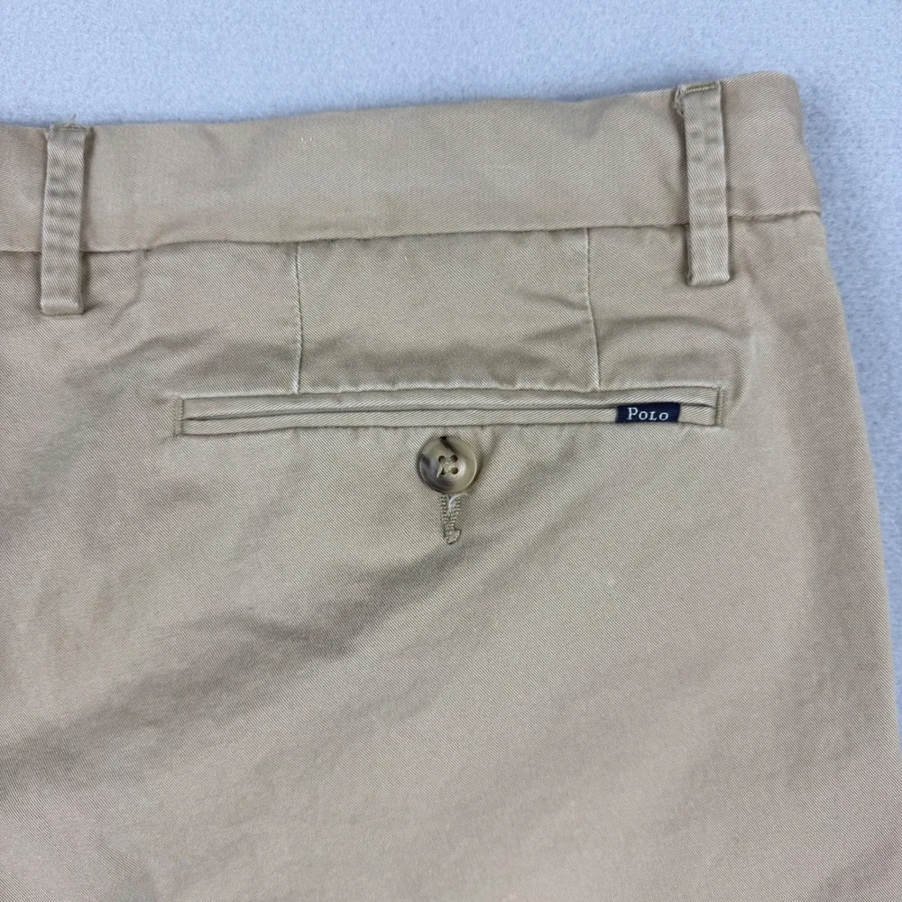 Polo Ralph Lauren Men's 36x34 Tan Stretch Slim Fit Twill Chino Pants Flat Front